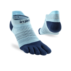 Sieviešu Injinji Run Lightweight No-Show Heron zeķes ar pieciem pirkstiem un papēža mēlīti.