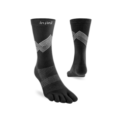 Injinji Run Lightweight Crew Black zeķes ar pirkstiem melnā krāsā.