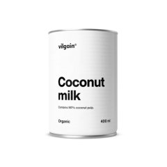 VILGAIN bio kokosriekstu piens, 400 ml, ar etiķeti.