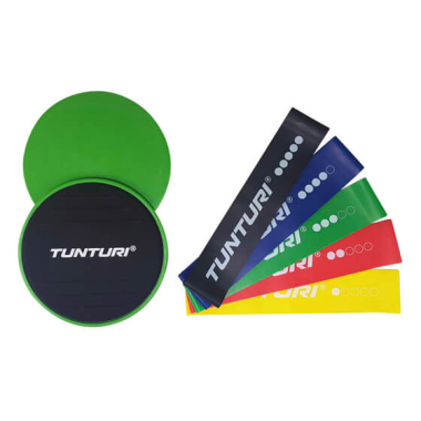 Vastupanukummide ja slaiderite komplekt RESISTANCE & CORE SLIDERS SET Tunturi
