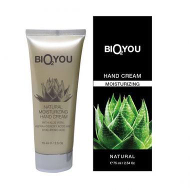 LOODUSLIK MOISTURIZING HAND CREAM koos aloe vera, alfa-hüdroksühapete ja hialuroonhappega Bio2you, 75 ml