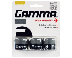 Tuva GAMMA Overgrip Pro Wrap pelēks 3 gab. iepakojums uz balta fona — izcili mīksta, mitrumu absorbējoša virsma ar drošu un neslīdošu saķeri