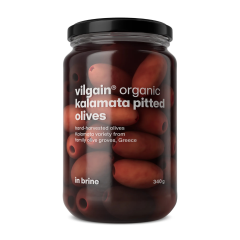 Vilgain bioloģiskas Kalamata olīvas bez kauliņiem 340 g