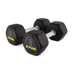 ZIVA SL Premium Hexagon Virgin Rubber hanteles ar gumijas pārklājumu un hroma rokturiem